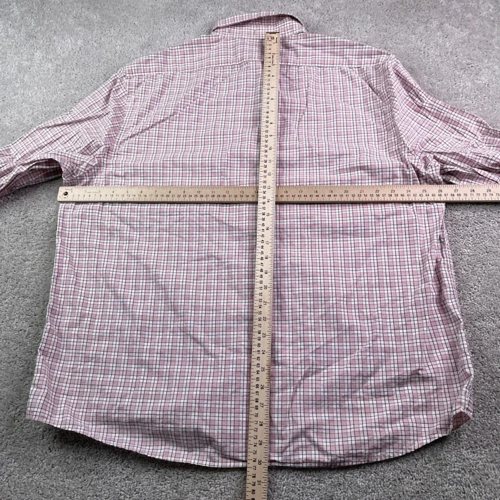 Banana Republic Shirt‎ Mens 2XL XXL Pink Checkered Slim Fit Untucked Cotton